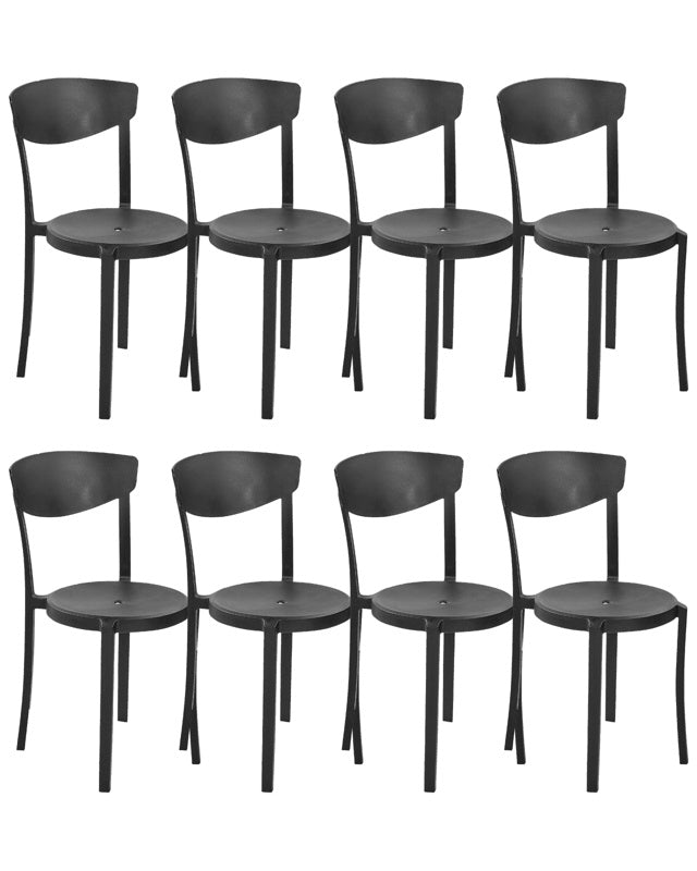 Set of 8 Garden Chairs Black Polypropylene Lightweight Weather Resistant Plastic Indoor Outdoor Modern Beliani