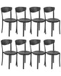 Set of 8 Garden Chairs Black Polypropylene Lightweight Weather Resistant Plastic Indoor Outdoor Modern Beliani