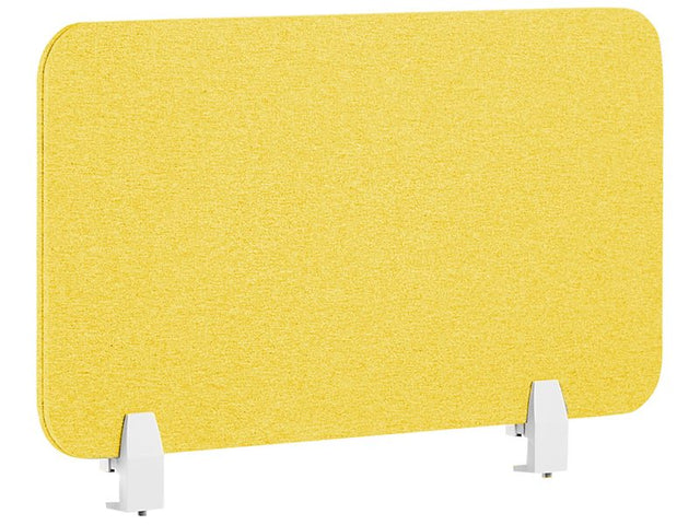 Desk Screen Yellow PET Board Fabric Cover 72 x 40 cm Acoustic Screen Modular Mounting Clamps Home Office Beliani