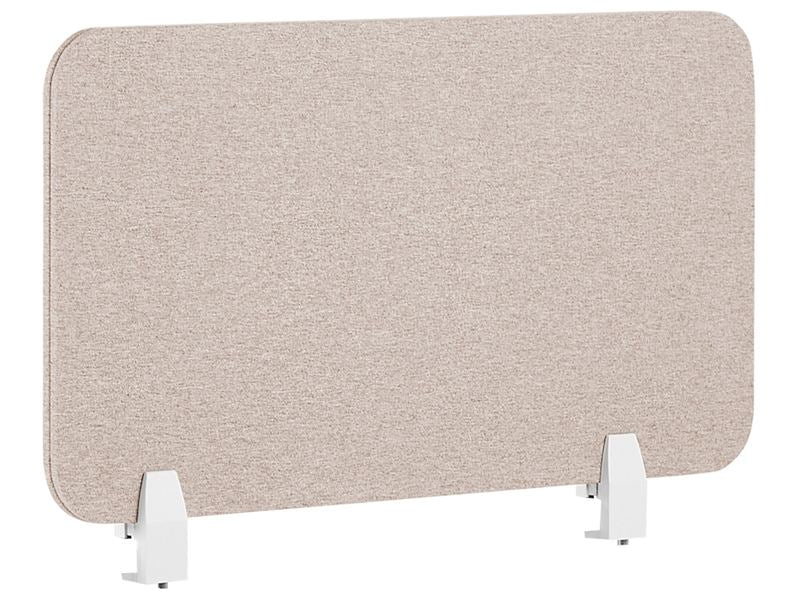 Desk Screen Beige PET Board Fabric Cover 80 x 40 cm Acoustic Screen Modular Mounting Clamps Home Office Beliani