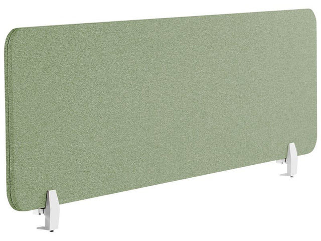 Desk Screen Green PET Board Fabric Cover 130 x 40 cm Acoustic Screen Modular Mounting Clamps Home Office Beliani