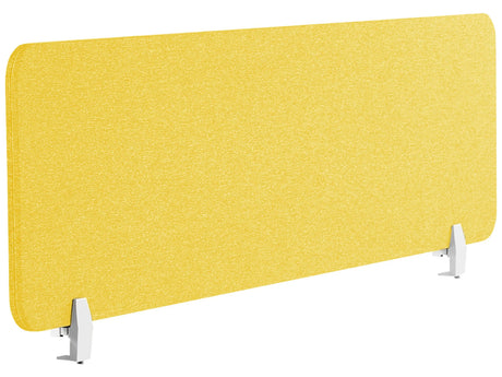 Desk Screen Yellow PET Board Fabric Cover 130 x 40 cm Acoustic Screen Modular Mounting Clamps Home Office Beliani