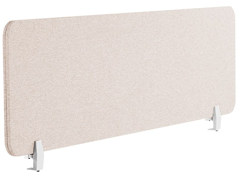 Desk Screen Beige PET Board Fabric Cover 160 x 40 cm Acoustic Screen Modular Mounting Clamps Home Office Beliani