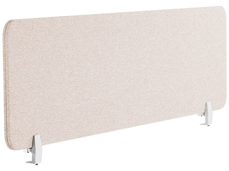 Desk Screen Beige PET Board Fabric Cover 160 x 40 cm Acoustic Screen Modular Mounting Clamps Home Office Beliani