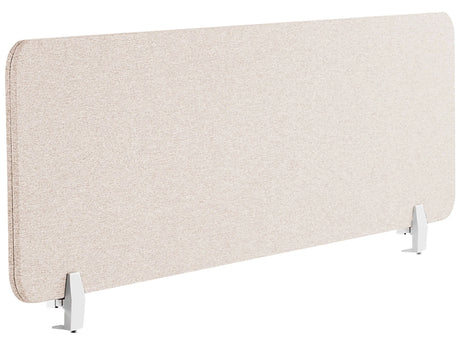 Desk Screen Beige PET Board Fabric Cover 160 x 40 cm Acoustic Screen Modular Mounting Clamps Home Office Beliani