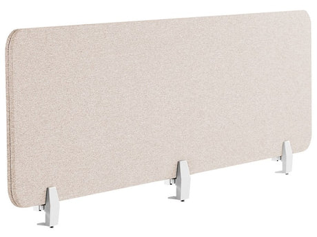 Desk Screen Beige PET Board Fabric Cover 180 x 40 cm Acoustic Screen Modular Mounting Clamps Home Office Beliani