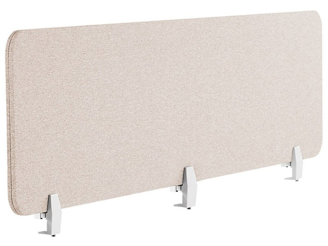 Desk Screen Beige PET Board Fabric Cover 180 x 40 cm Acoustic Screen Modular Mounting Clamps Home Office Beliani