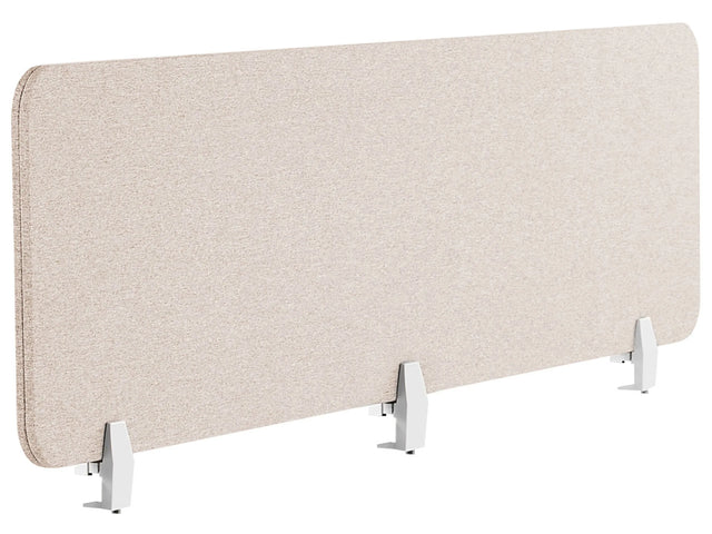 Desk Screen Beige PET Board Fabric Cover 180 x 40 cm Acoustic Screen Modular Mounting Clamps Home Office Beliani