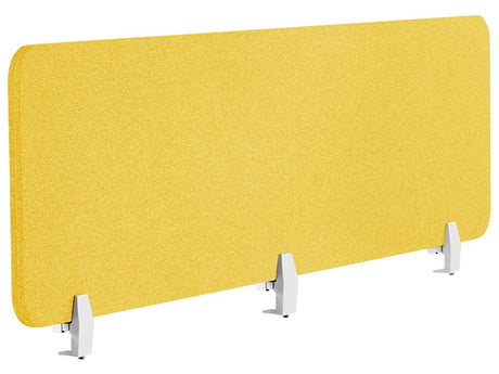 Desk Screen Yellow PET Board Fabric Cover 180 x 40 cm Acoustic Screen Modular Mounting Clamps Home Office Beliani