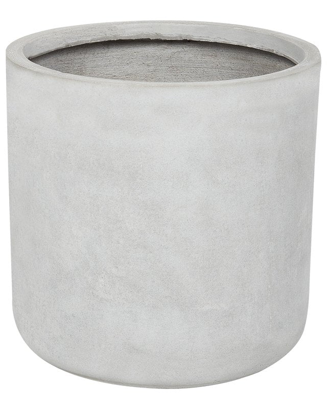 Plant Pot Grey Fibre Clay Round 34x34x33 cm Weather Resistant Beliani