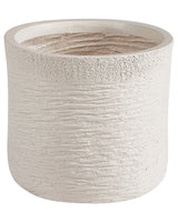 Plant Pot Beige Fibre Clay Round Weather Resistant Beliani