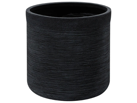 Plant Pot Black Fibre Clay Round 42x42x41 cm Weather Resistant Beliani