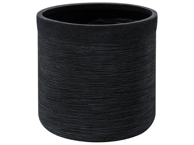 Plant Pot Black Fibre Clay Round 42x42x41 cm Weather Resistant Beliani