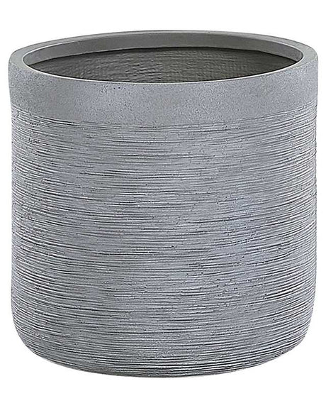 Plant Pot Grey Fibre Clay Round 42x42x41 cm Weather Resistant Beliani