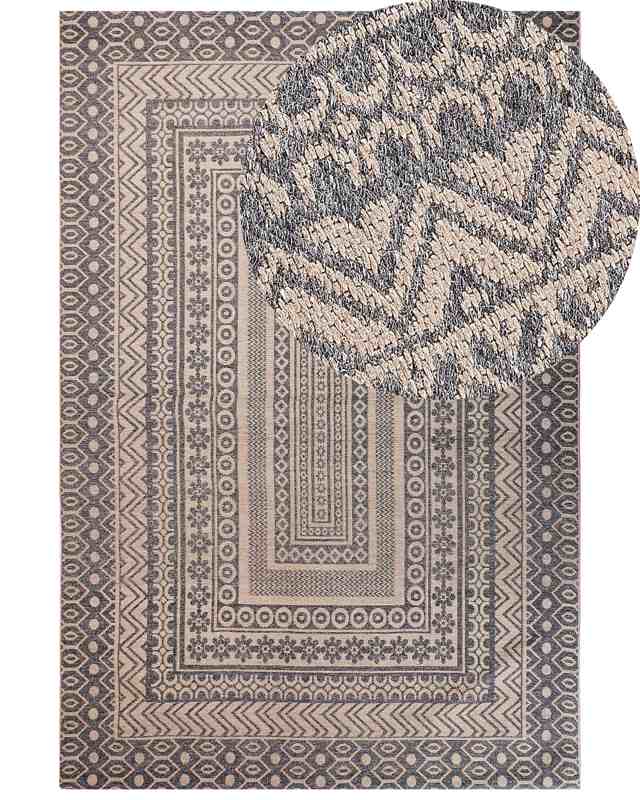 Area Rug Beige and Grey Jute Blend 200 x 300 cm Modern Geometric Pattern Soft Home Decor Beliani