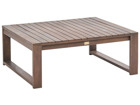 Garden Coffee Table Dark Acacia Wood 90 x 75 cm Outdoor Modern Design Patio Balcony Beliani