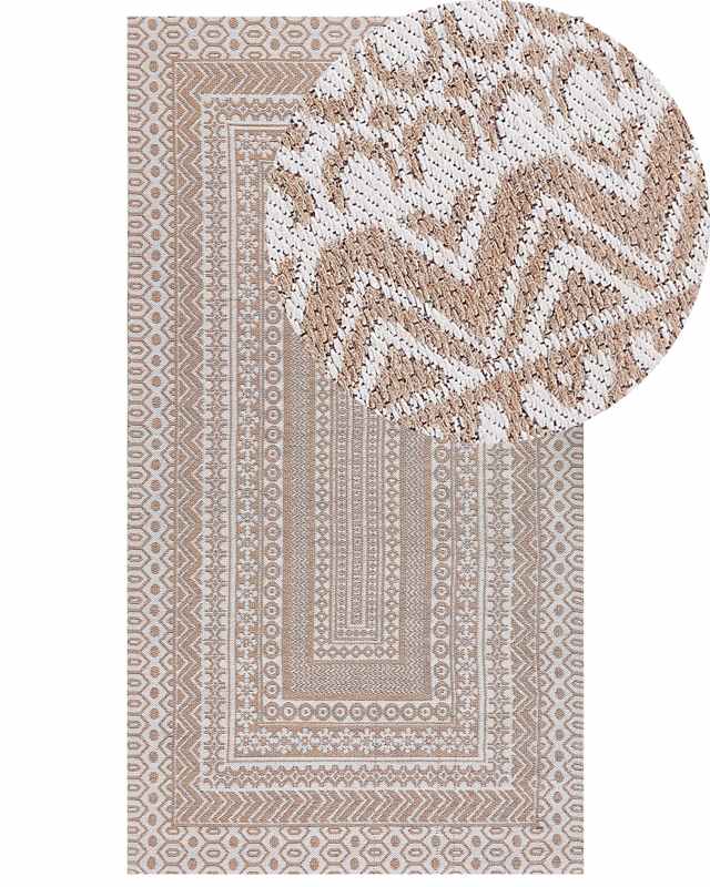 Area Rug Beige and White Jute Blend 80 x 150 cm Modern Geometric Pattern Soft Home Decor Beliani