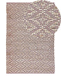 Area Rug Carpet Pink and Beige Cotton Jute 140 x 200 cm Geometric Pattern Rustic Boho Beliani