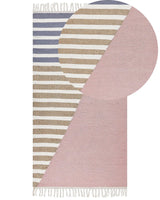 Area Rug Multicolour Wool Jute 80 x 150 cm Rectangular Hand Woven with Tassels Modern Design Beliani