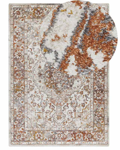 Area Rug Carpet Beige and Brown Synthetic Material 160 x 230 cm Oriental Pattern Jute Backing Vintage Traditional Beliani