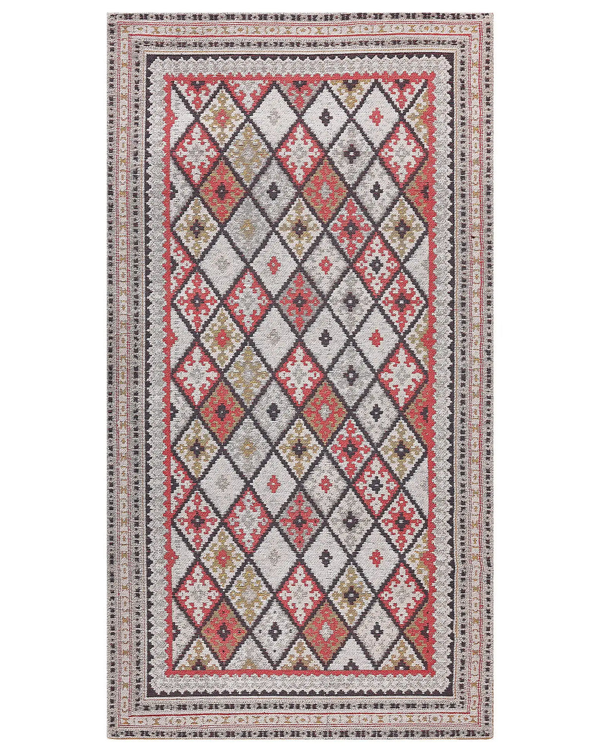 Area Rug Multicolour Cotton 80 x 150 cm Modern Geometric Pattern Soft Home Decor Beliani
