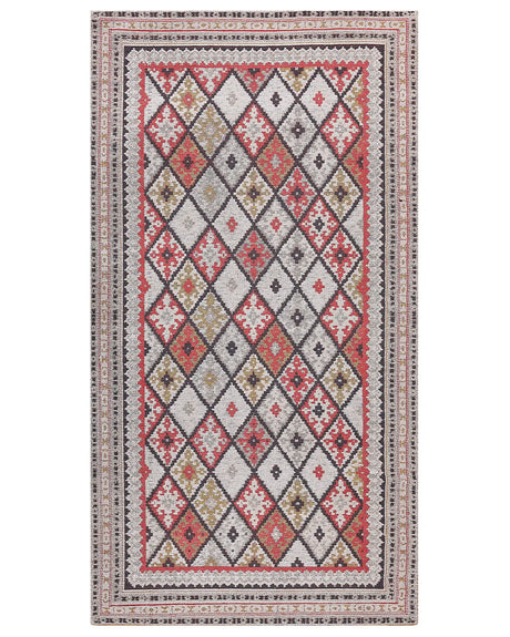 Area Rug Multicolour Cotton 80 x 150 cm Modern Geometric Pattern Soft Home Decor Beliani