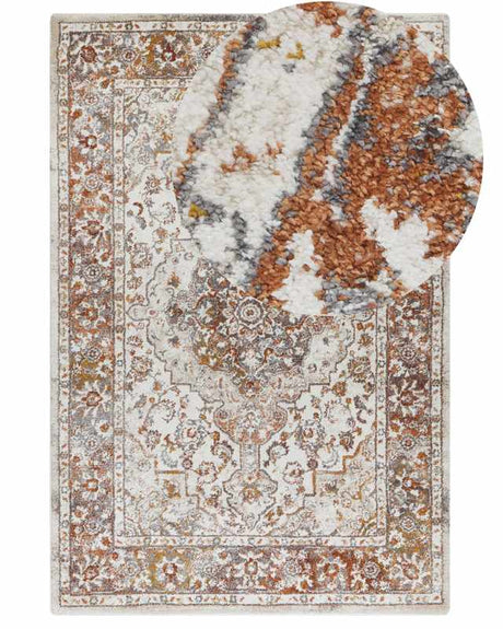 Area Rug Carpet Beige and Brown Synthetic Material 200 x 300 cm Oriental Pattern Jute Backing Vintage Traditional Beliani