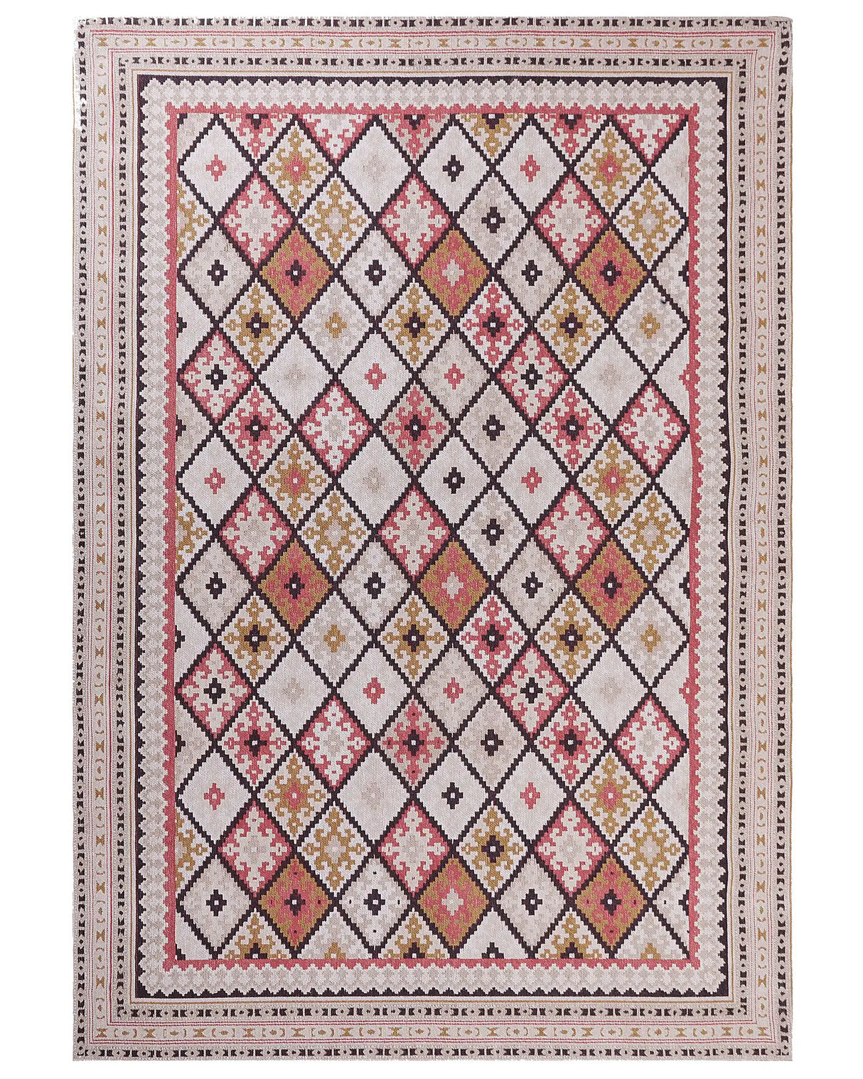 Area Rug Multicolour Cotton 200 x 300 cm Modern Geometric Pattern Soft Home Decor Beliani