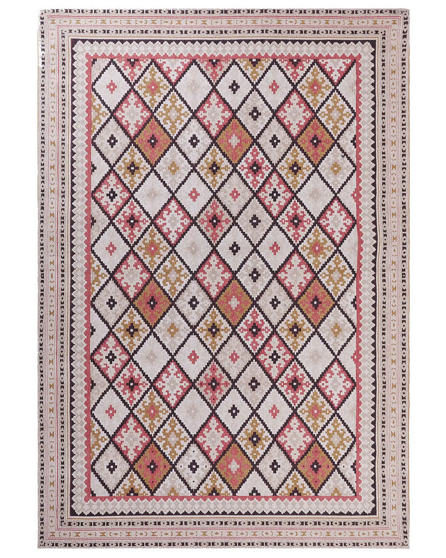 Area Rug Multicolour Cotton 200 x 300 cm Modern Geometric Pattern Soft Home Decor Beliani