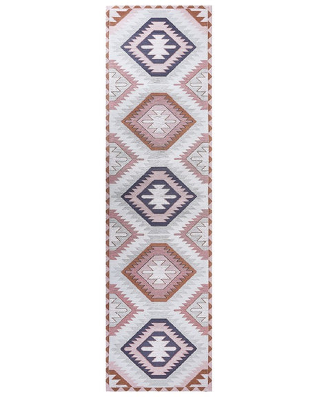 Runner Rug Multicolour Cotton 80 x 300 cm Hallway Kitchen Runner Geometric Pattern Long Carpet  Beliani