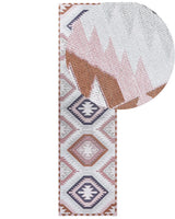 Runner Rug Multicolour Cotton 80 x 300 cm Hallway Kitchen Runner Geometric Pattern Long Carpet  Beliani