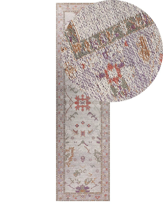 Runner Rug Beige Cotton 80 x 300 cm Hallway Kitchen Runner Long Carpet  Beliani