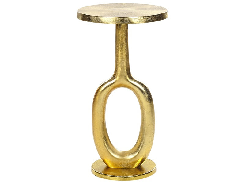 Side Table Gold Metal Aluminium Top Distressed 29 x 29 cm Design Retro Home Decor Beliani