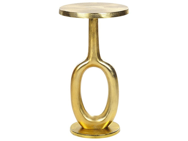 Side Table Gold Metal Aluminium Top Distressed 29 x 29 cm Design Retro Home Decor Beliani