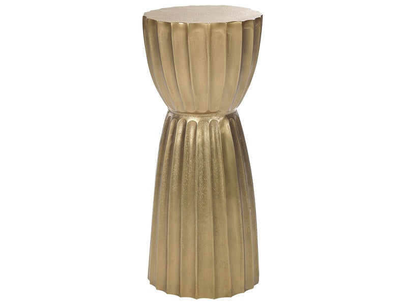 Side Table Gold Aluminium Distressed Pillar Shape Design ø 24 cm Contemporary Home Furniture Beliani