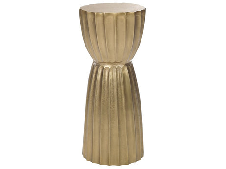 Side Table Gold Aluminium Distressed Pillar Shape Design ø 24 cm Contemporary Home Furniture Beliani