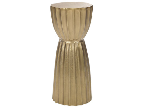 Side Table Gold Aluminium Distressed Pillar Shape Design  24 cm Contemporary Home Furniture Beliani