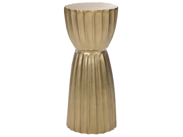 Side Table Gold Aluminium Distressed Pillar Shape Design  24 cm Contemporary Home Furniture Beliani
