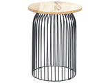 Side Table Light and Black Mango Wood and Aluminium  36 cm Decorative Coffee Side Table Small Living Room Furniture Beliani