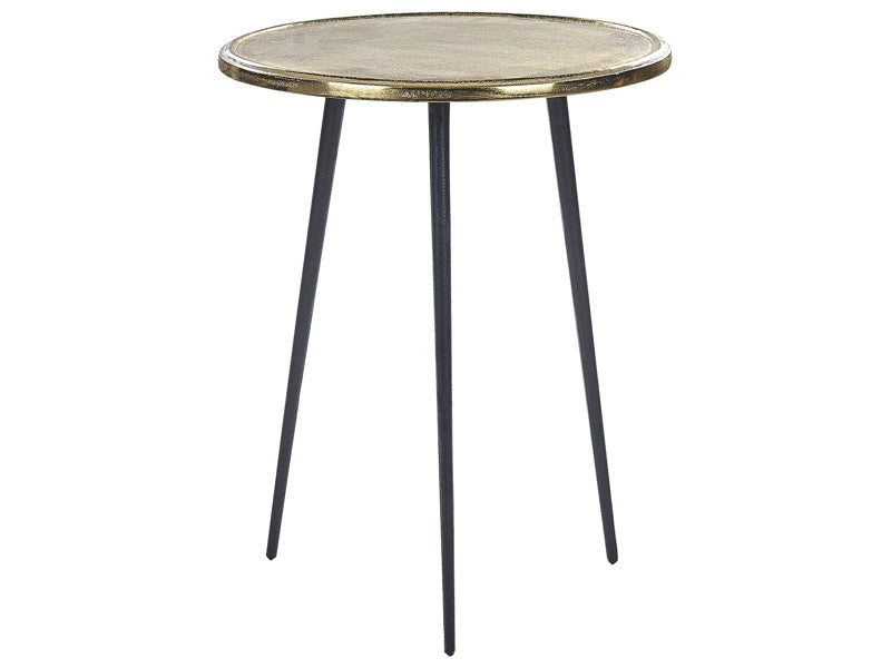 Side Table Gold and Black Aluminium and Iron ⌀ 43 cm Top Round Distressed Retro Home Decor Beliani