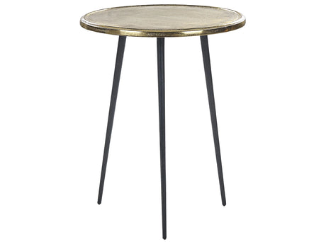 Side Table Gold and Black Aluminium and Iron  43 cm Top Round Distressed Retro Home Decor Beliani