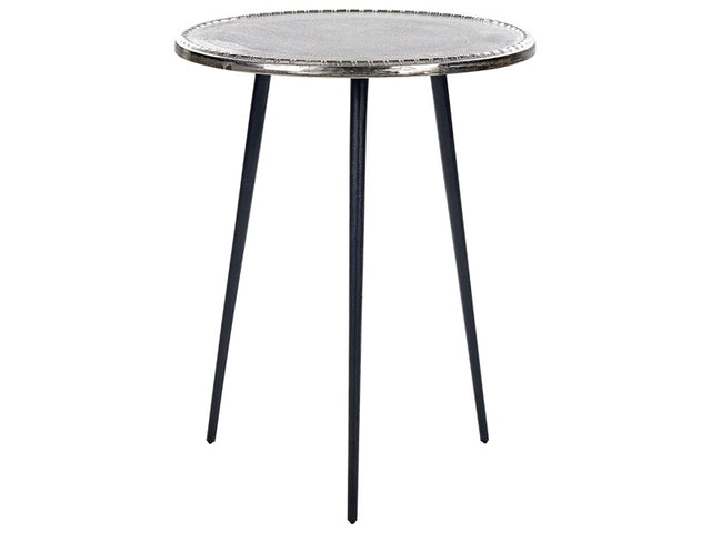 Side Table Silver and Black Aluminium and Iron ⌀ 43 cm  Top Round Distressed Retro Home Decor Beliani