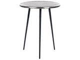 Side Table Silver and Black Aluminium and Iron  43 cm  Top Round Distressed Retro Home Decor Beliani
