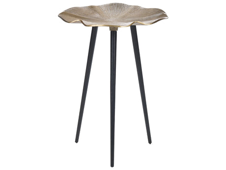 Side Table Gold and Black Aluminium and Iron  37 cm Top Round Glossy Retro Home Decor Beliani