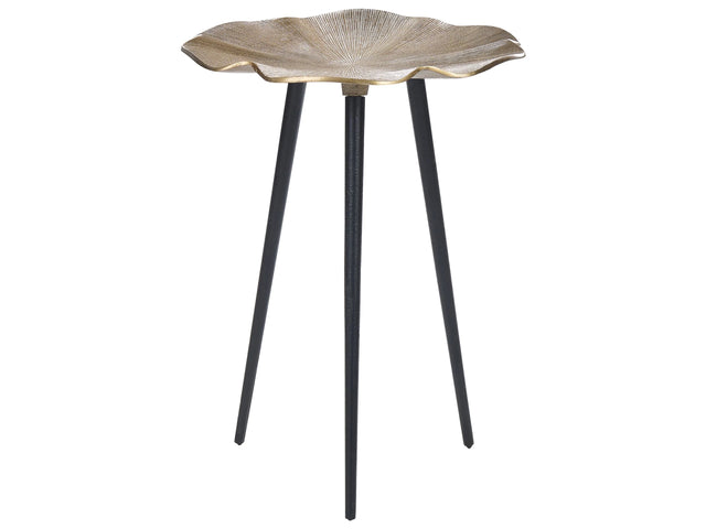 Side Table Gold and Black Aluminium and Iron  37 cm Top Round Glossy Retro Home Decor Beliani