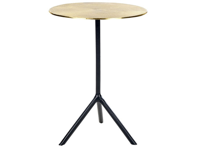 Side Table Gold with Black Leg Aluminium ø 36 cm Round Top Decorative Modern Minimalistic Living Room Hallway Beliani