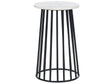 Side Table White Marble Top Black Metal Frame  36 cm Round Glam Modern Living Room Bedroom Beliani