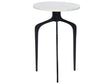 Side Table White Marble Top 3 Black Metal Legs  36cm Round Glam Modern Living Room Bedroom Beliani
