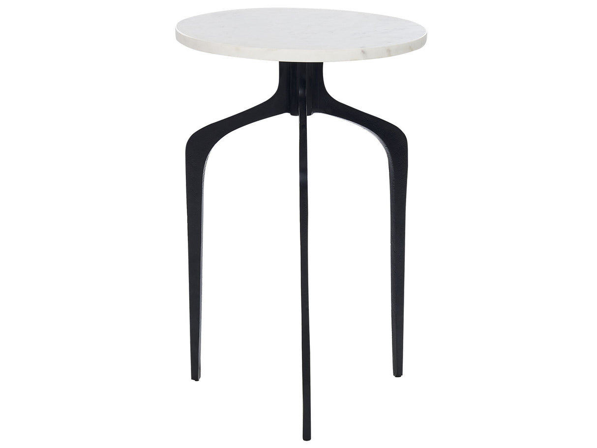 Side Table White Marble Top 3 Black Metal Legs  36cm Round Glam Modern Living Room Bedroom Beliani