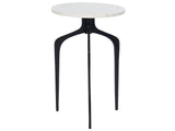 Side Table White Marble Top 3 Black Metal Legs  36cm Round Glam Modern Living Room Bedroom Beliani